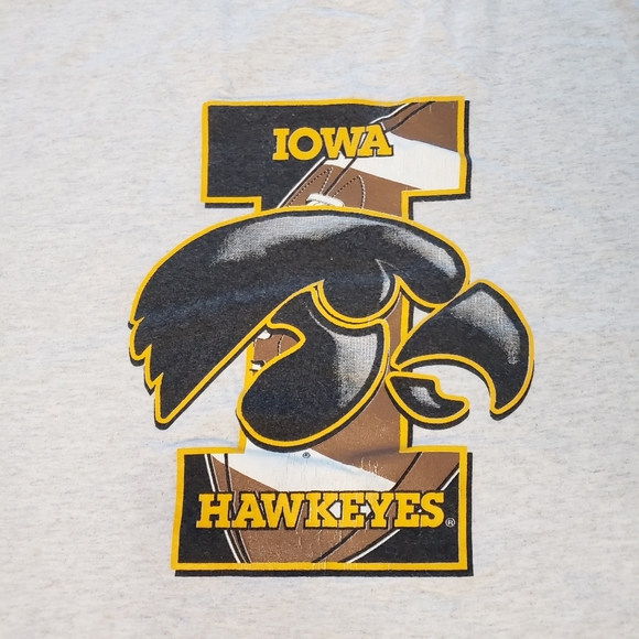 Vintage Iowa Hawkeyes Football Shirt 90's Inlayed Graphic NCAA Retro College Tee - Picture 5 of 7